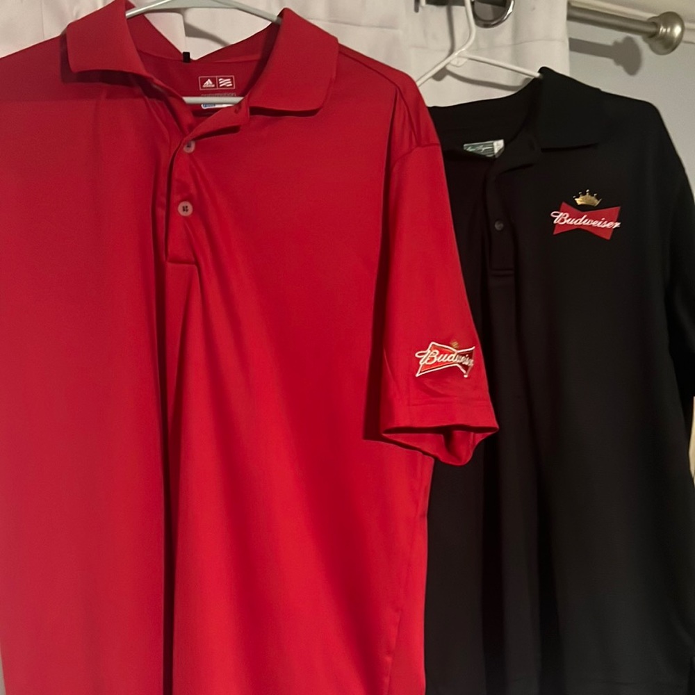 2 Budweiser beer golf polos